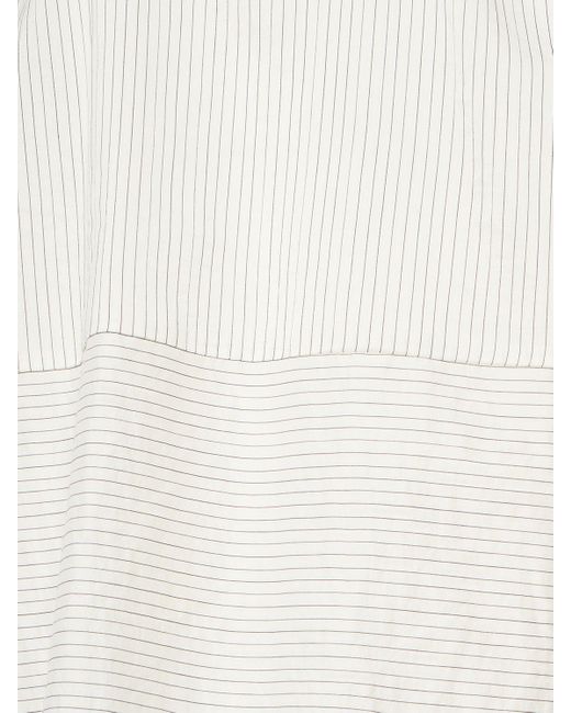 Max Mara White Cotton & Silk Striped Shirt