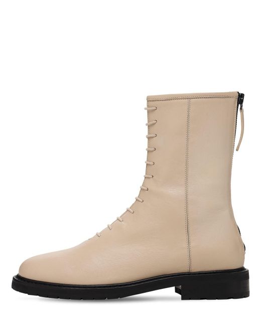 Combat Boots Stivali Donna Keys Beige in Pelle Anfibi Fashion Maxi Pla-  CommercioVirtuoso.it