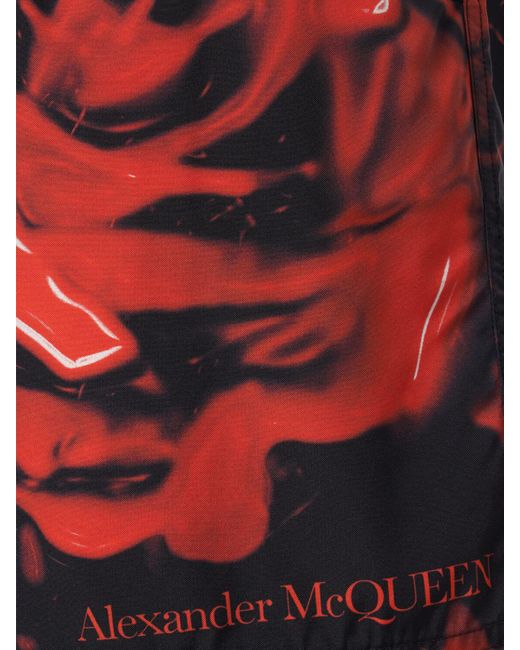 Short de bain en nylon imprimé floral wax Alexander McQueen pour homme en coloris Red