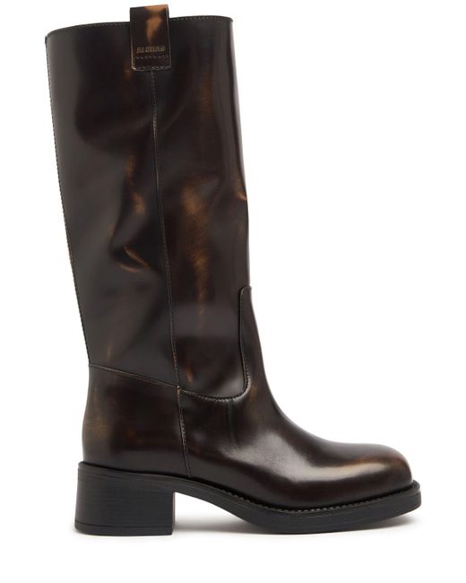Alohas Black Damen 40Mm Hohe Lederstiefel „Sajan“