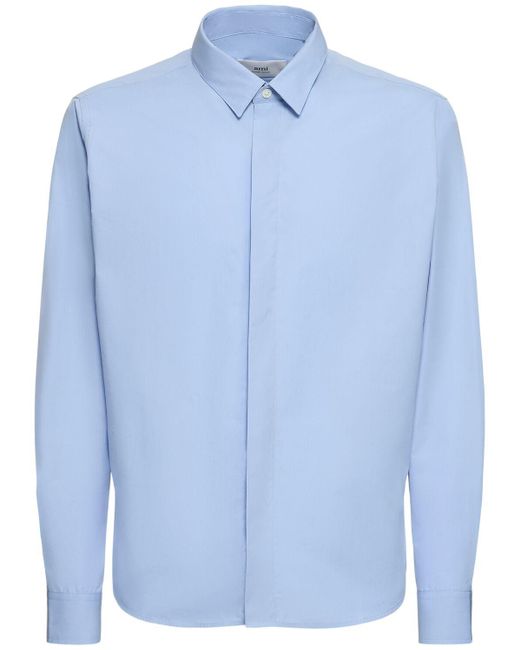 AMI Blue Classic Cotton Poplin Shirt for men