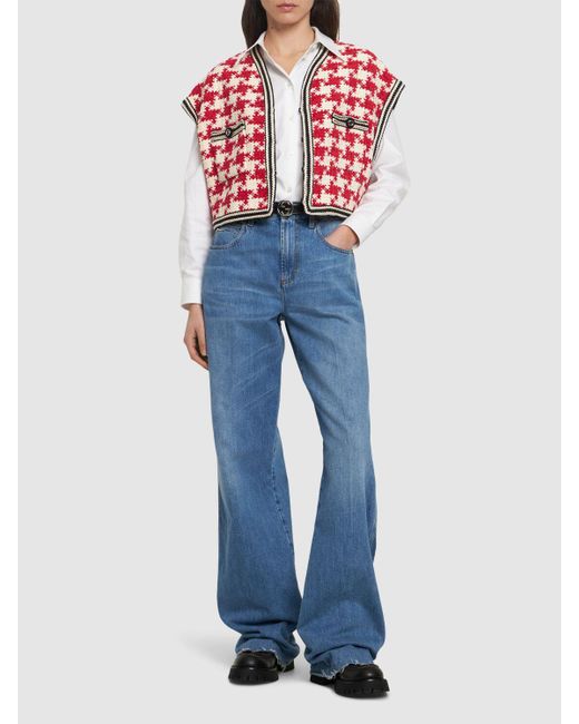 Gucci Red Houndstooth Chenille Vest
