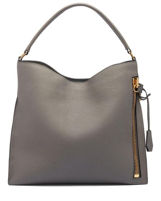 Tom Ford Gray Small Alix Leather Shoulder Bag
