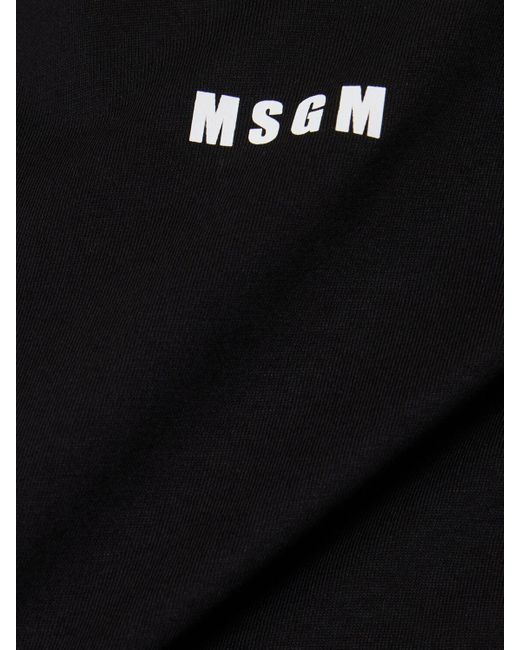 MSGM Black Cotton T-Shirt Midi Dress
