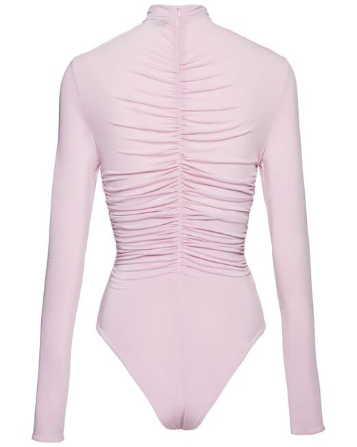 Magda Butrym 3d Roses Cutout Viscose Jersey Bodysuit in Pink