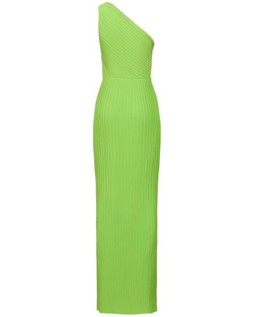 Solace London Green Adira Pleated Chiffon Long Dress