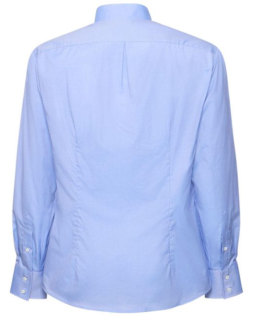 Brunello Cucinelli Hemd Aus Baumwolltwill Mit Knopfkragen in Blue für Herren