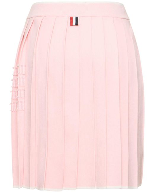 Jupe courte en maille de coton à plis Thom Browne en coloris Pink