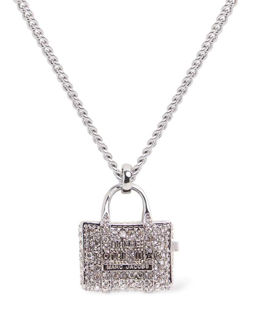 Marc Jacobs Metallic The Pavé Tote Crystal Pendant Necklace