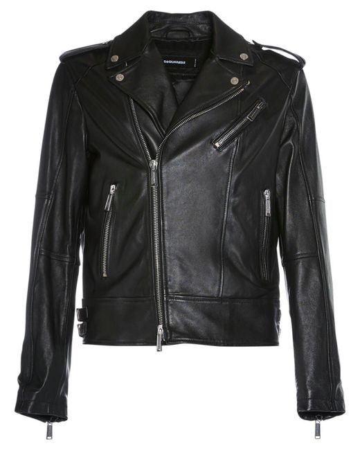 DSquared² Black Kiodo Leather Zip Jacket for men