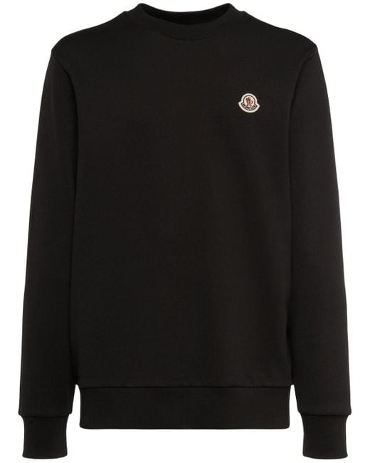 Moncler Sweatshirt Aus Baumwolle Mit Logopatches in Black für Herren
