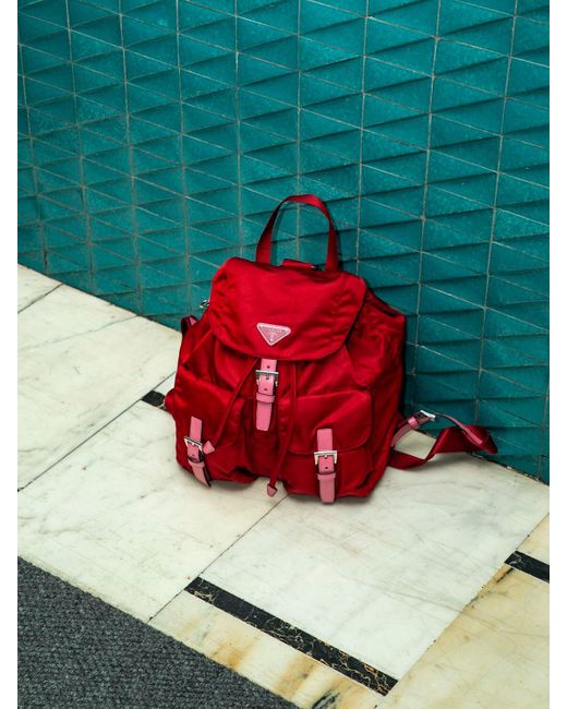 Prada Red Lvr Exclusive Nylon Canvas Backpack