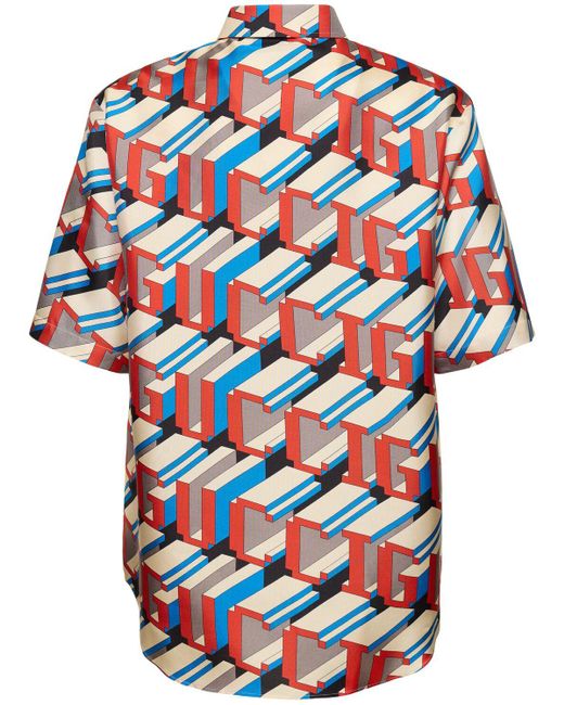 Gucci Logo-seidenhemd "pixel Deep On" in Red für Herren