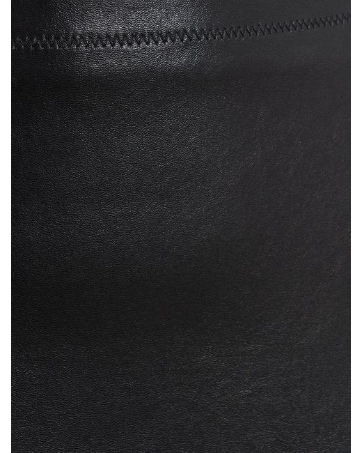 Versace Black Shiny Stretch Leather Midi Skirt