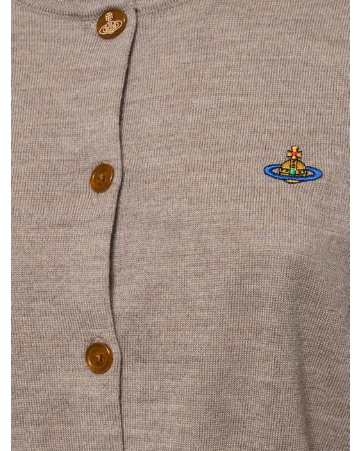Vivienne Westwood Natural Bea Wool Knit Crop Cardigan