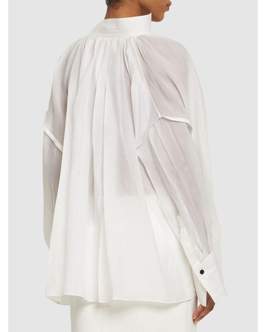 Camicia drappeggiata in organza di misto seta di Ferragamo in White