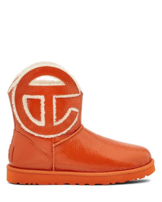 UGG X TELFAR Orange 10Mm Telfar Mini Crinkled Patent Boots