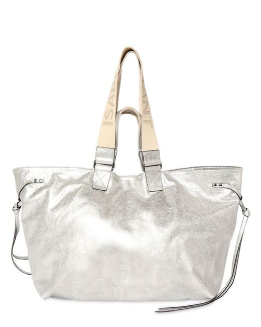 Isabel Marant White Wardy New Leather Metallic Tote Bag