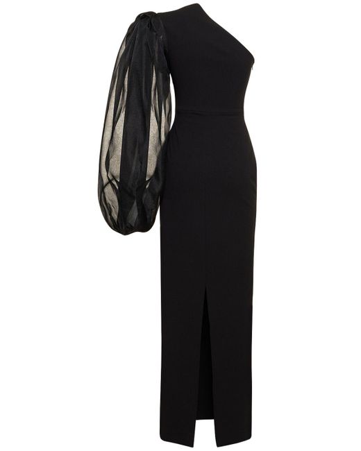 Solace London Black Hudson Crepe & Organza Long Dress