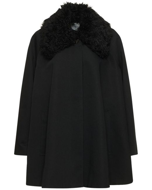 Totême  Black Shearling Collar Cotton Gabardine Jacket
