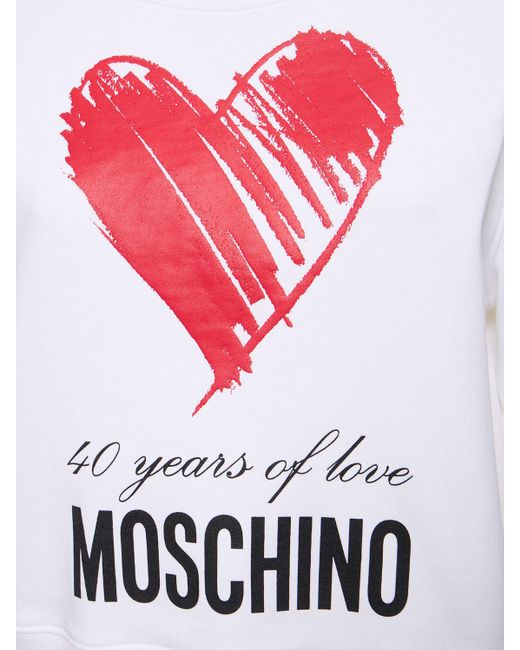 Moschino White Cotton Jersey Printed Logo Sweatshirt