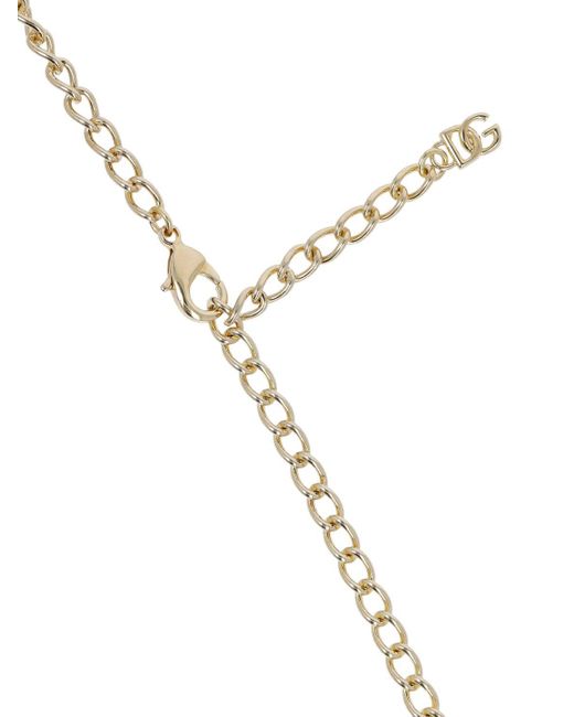 Collana crucifix a catena con charm di Dolce & Gabbana in Metallic da Uomo