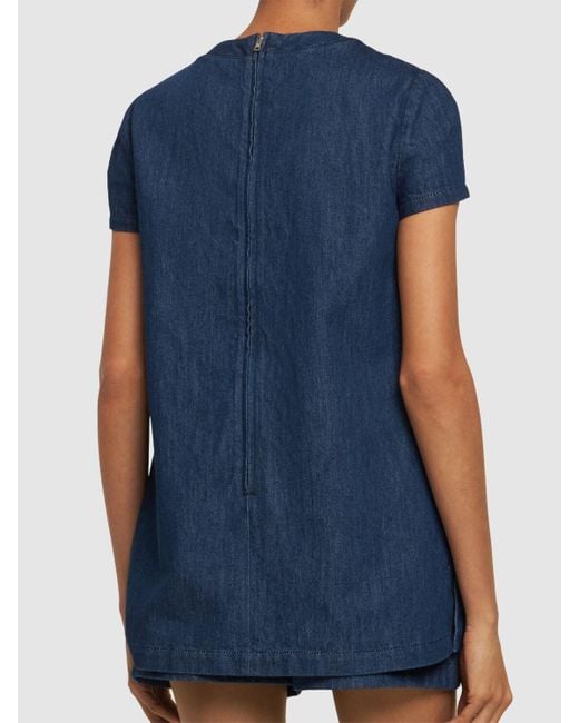 T-shirt en denim de coton Gucci en coloris Blue
