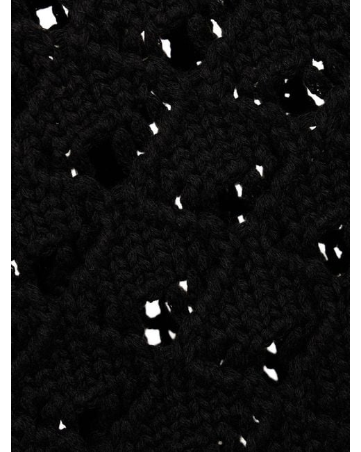MSGM Black Openwork Cotton Lace-up Cardigan