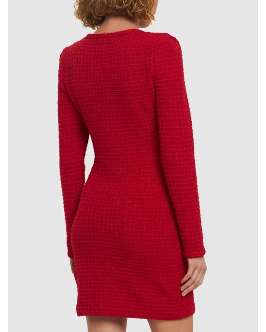 Self-Portrait Red Knit Mini Dress W/bow