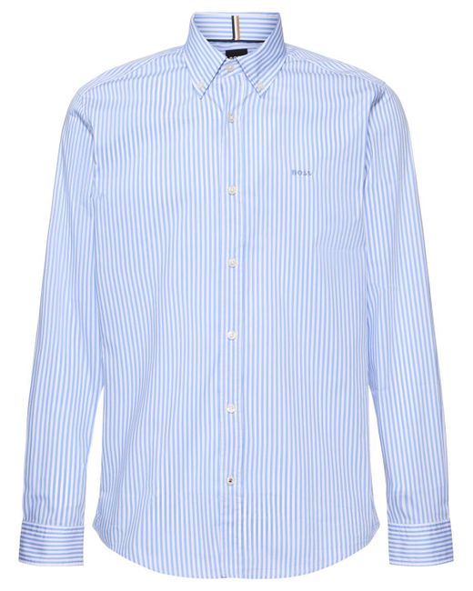 メンズ Boss Roan コットンブレンドシャツ Blue