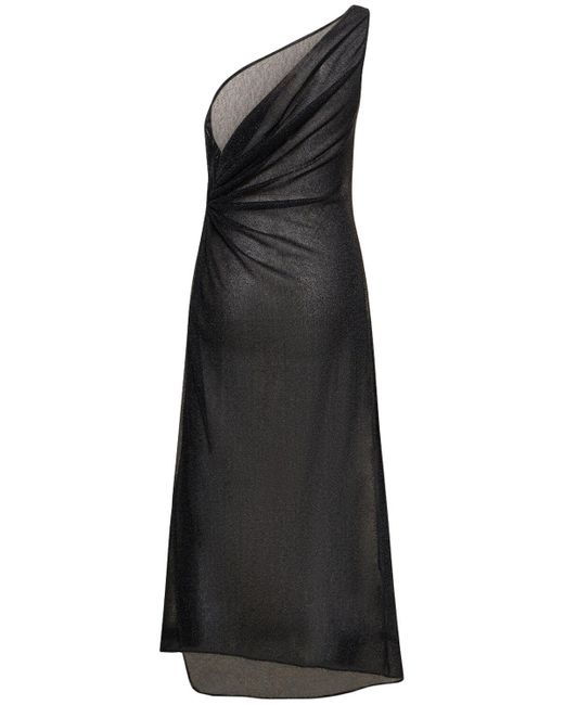 Oseree Black Langes Kleid Aus Knotendetail Lurex "lumière"
