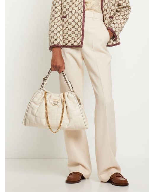 Gucci Natural Deco Quilted Leather Tote Bag