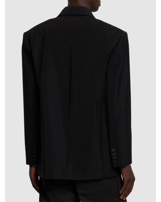Mugler Black Double Breast Viscose & Wool Jacket for men