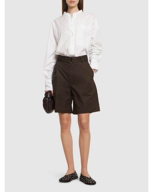 Soeur Brown Aurelie Bermuda Cotton Linen Shorts