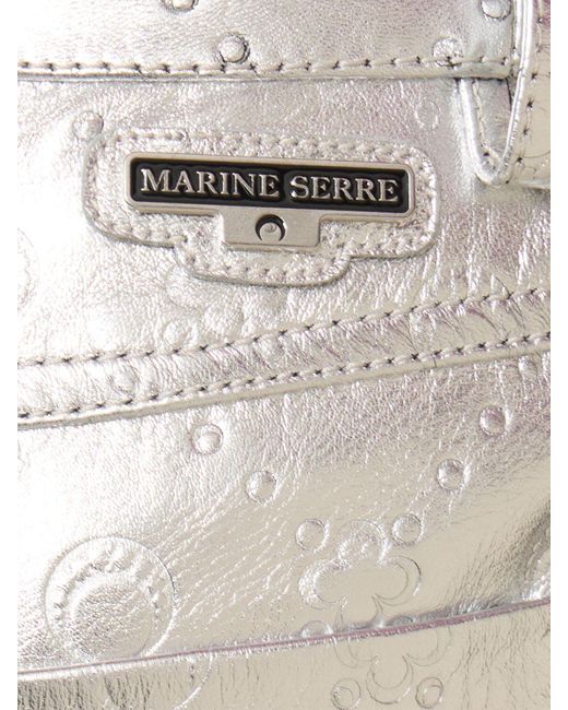 MARINE SERRE White Laminated Leather Straight Leg Pants
