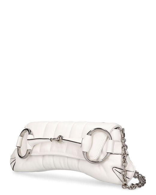 Gucci Natural Medium Horsebit Chain Leather Bag
