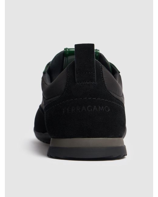 Ferragamo Green Detroit Leather & Nylon Sneakers for men