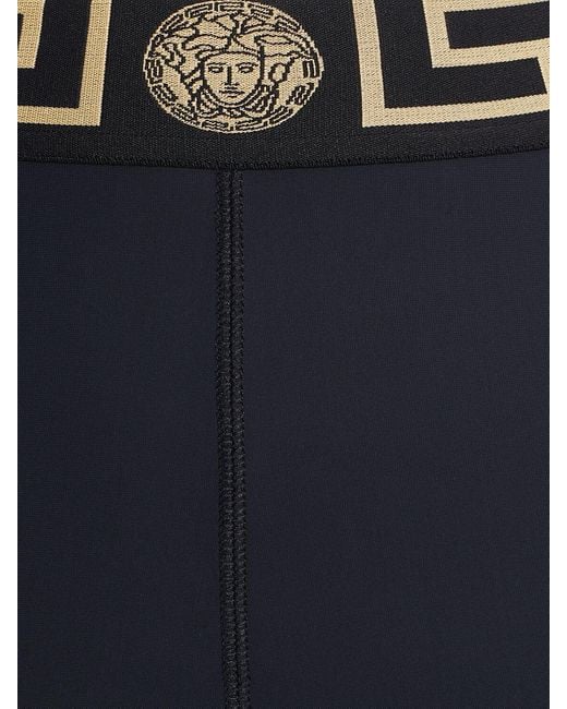 Versace Blue Greca Lycra Bike Shorts