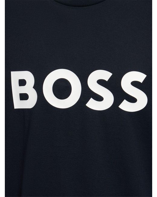 T-shirt tiburt 3 in cotone con logo di Boss in Blue da Uomo