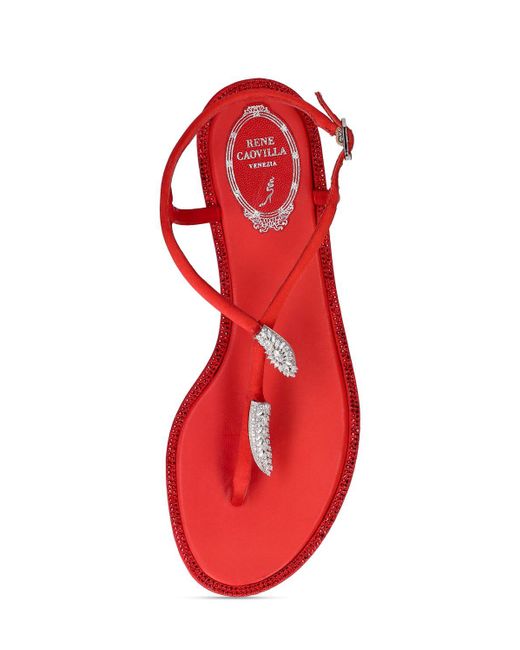 Rene Caovilla Red 10Mm Embellished Satin Sandals