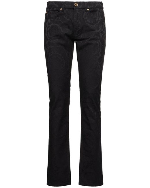 メンズ Versace バロックジャカードデニムジーンズ Blue