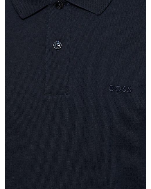 Boss Blue Pallas Logo Cotton Polo for men