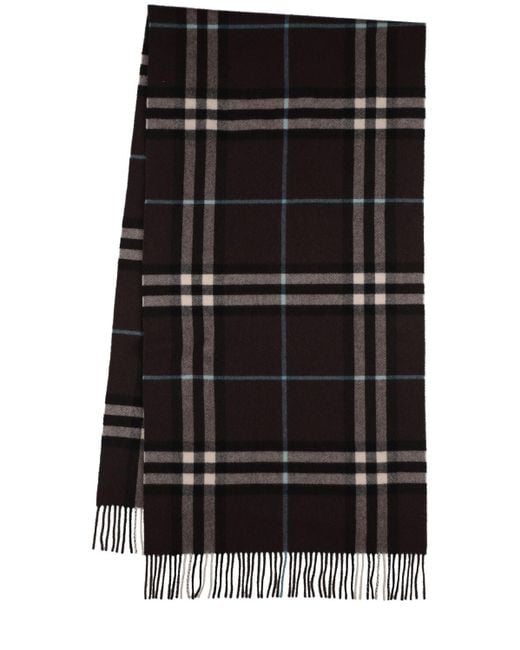 Burberry Black Giant Check Printed Cashmere Scarf