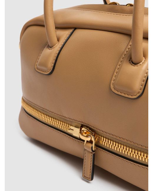 Moschino Folding レザートップハンドルバッグ Natural
