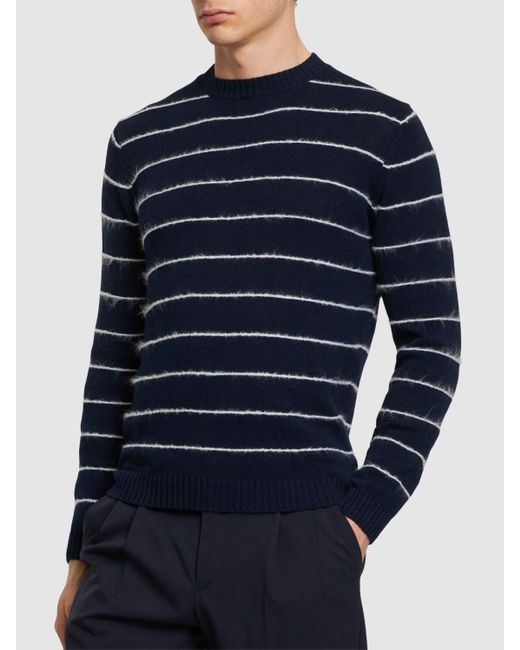 Aspesi Blue Cotton Blend Knit Crewneck Sweater for men