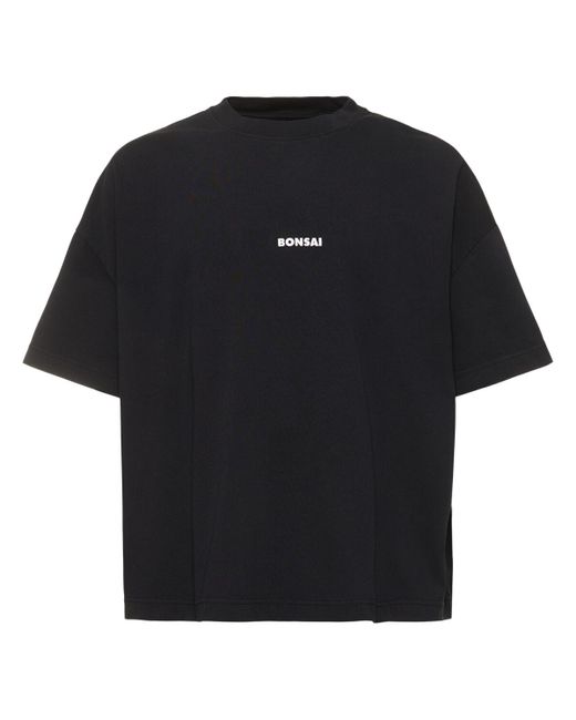Bonsai Black Logo Print Oversize Cotton T-shirt for men