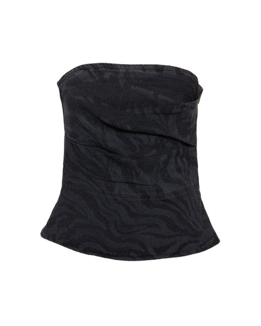 ROTATE BIRGER CHRISTENSEN Black Top Aus Baumwolldenim "zebra"