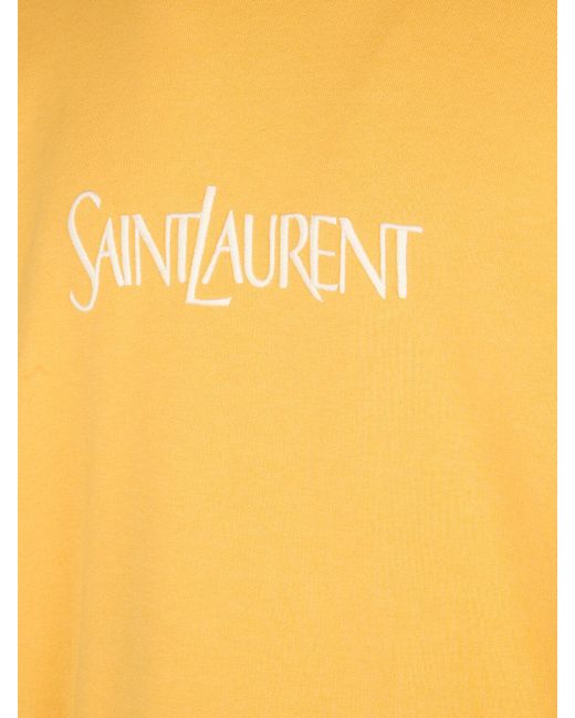 Felpa in cotone vintage con ricami di Saint Laurent in Yellow da Uomo