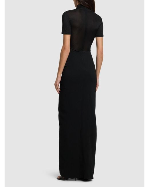 Christopher Esber Black Rüschen-t-shirt-kleid Mit Faille "fusion"