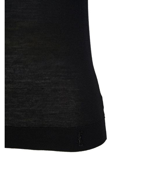 Débardeur en laine fine cassandre Saint Laurent en coloris Black